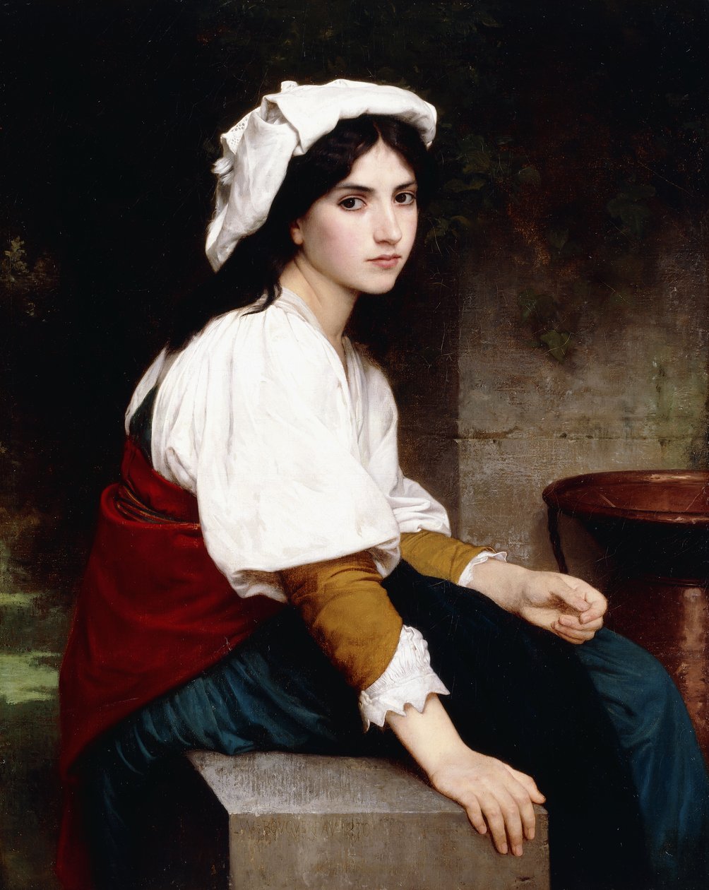 Italiensk flicka vid en fontän, 1870 av William Adolphe Bouguereau