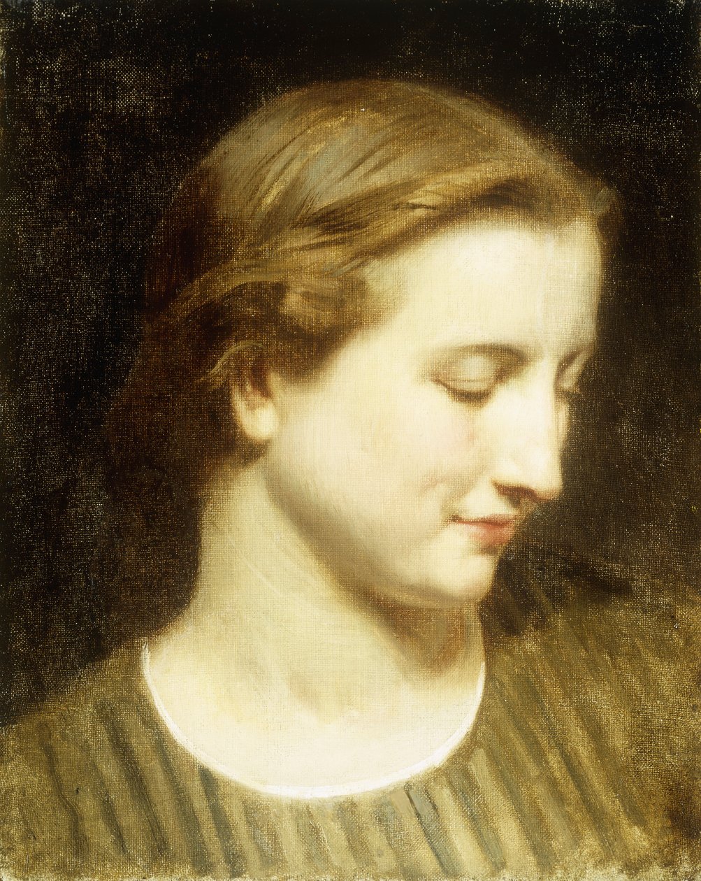 Kvinna i randig klänning av William Adolphe Bouguereau