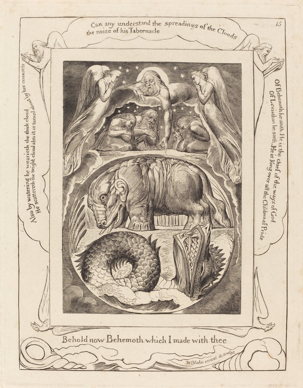 Behemoth och Leviathan, 1825. av William Blake