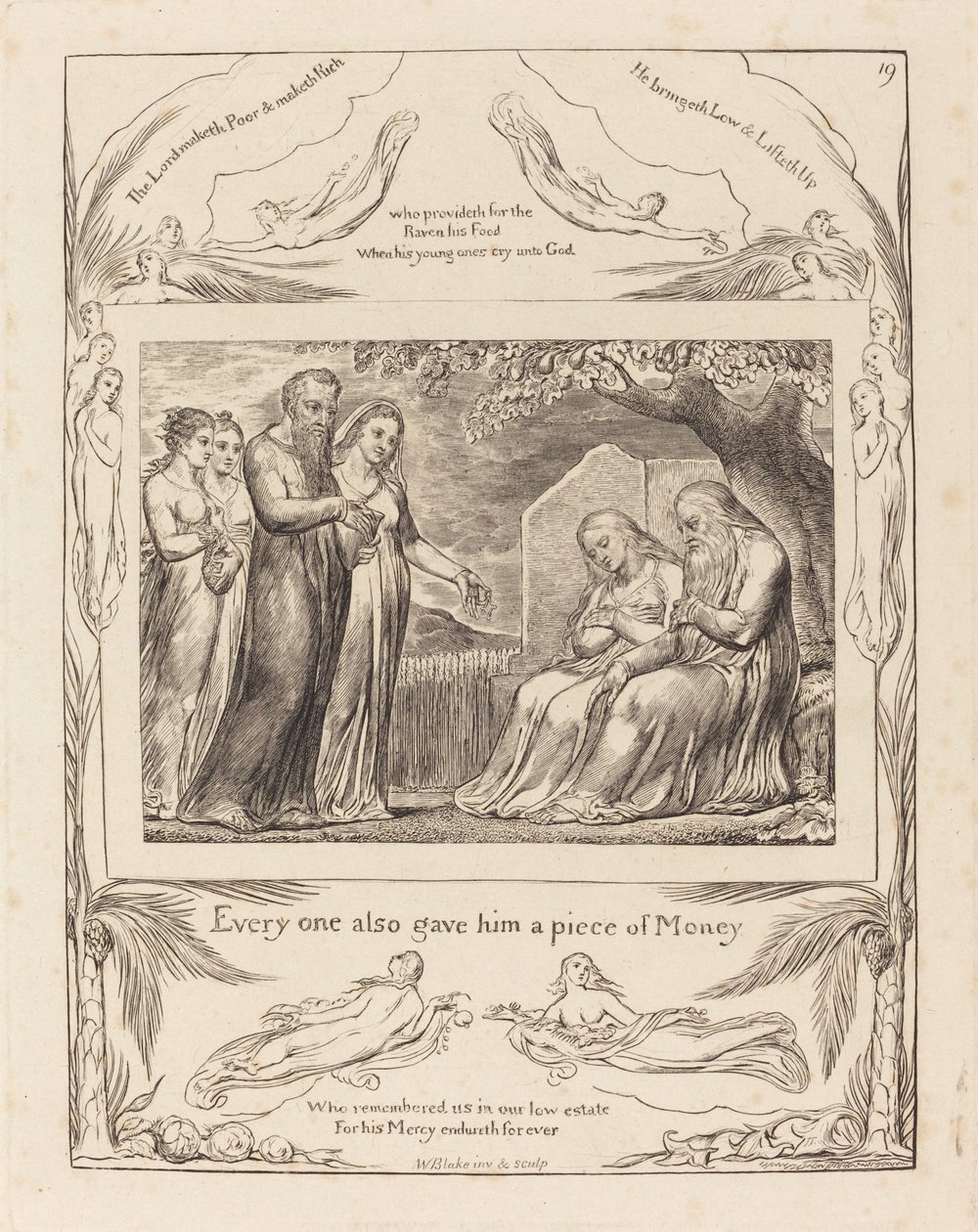 Job Accepting Charity, 1825. av William Blake