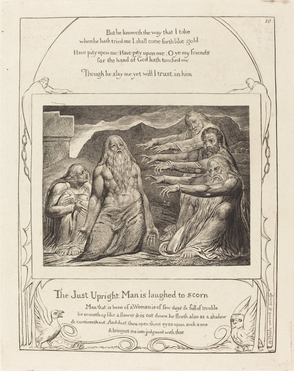 Job tillrättavisad av sina vänner, 1825. av William Blake