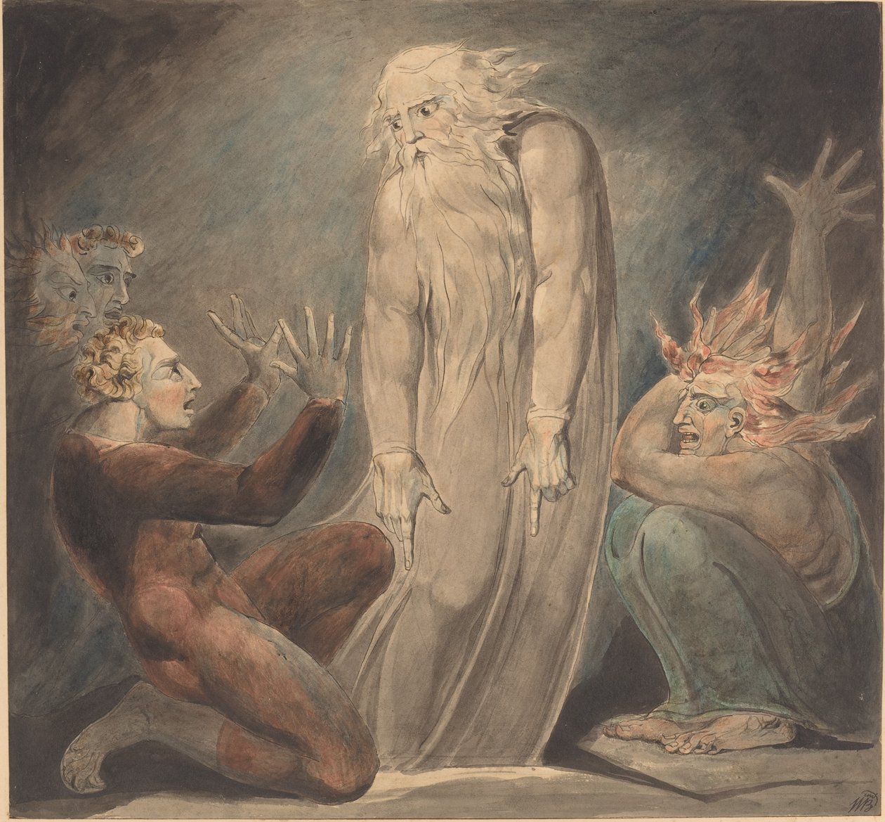 Samuels spöke som visar sig för Saul av William Blake