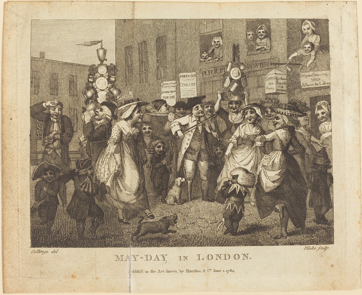 maj-dagen i London av William Blake after Samuel Collings