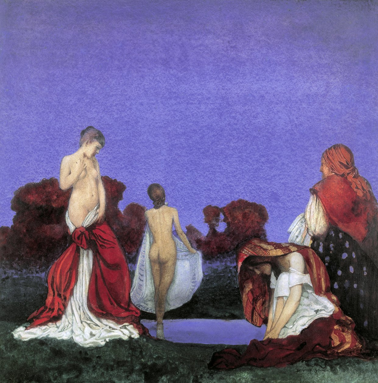 Zigenare som badar (w/c på papper) av William Blamire Young