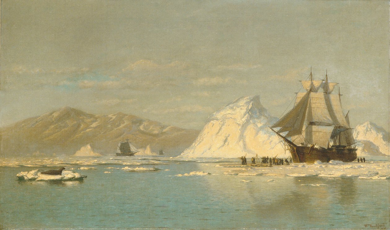 Utanför Grönland—Valfångare som söker öppet vatten. av William Bradford