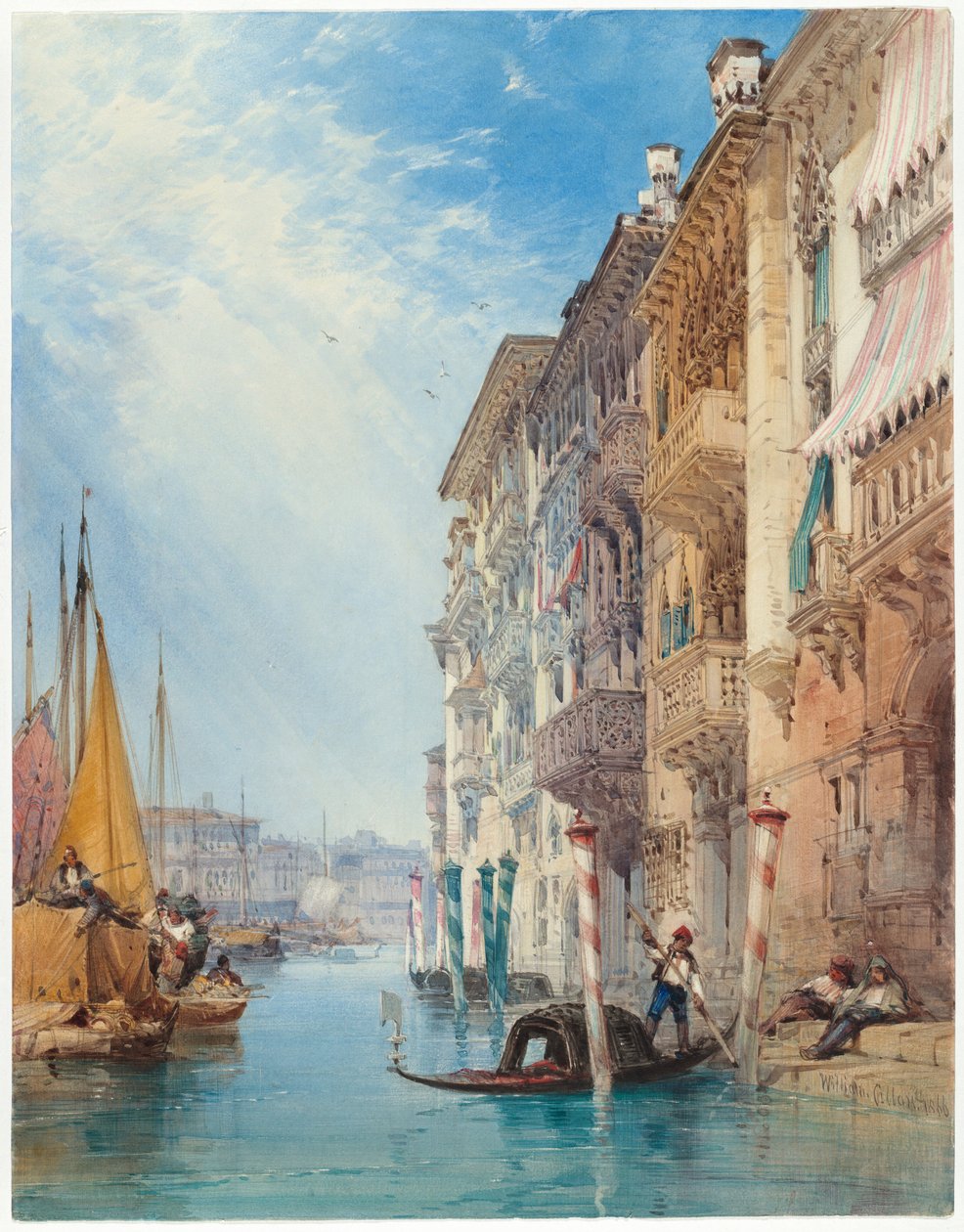 En gondol på Canal Grande, Venedig av William Callow