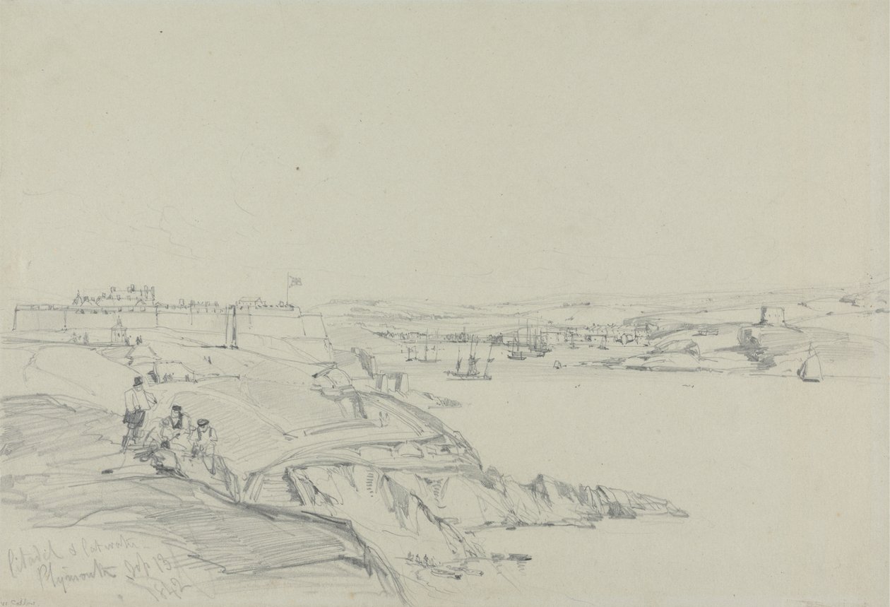 The Royal Citadel and Cattewater, Plymouth av William Callow