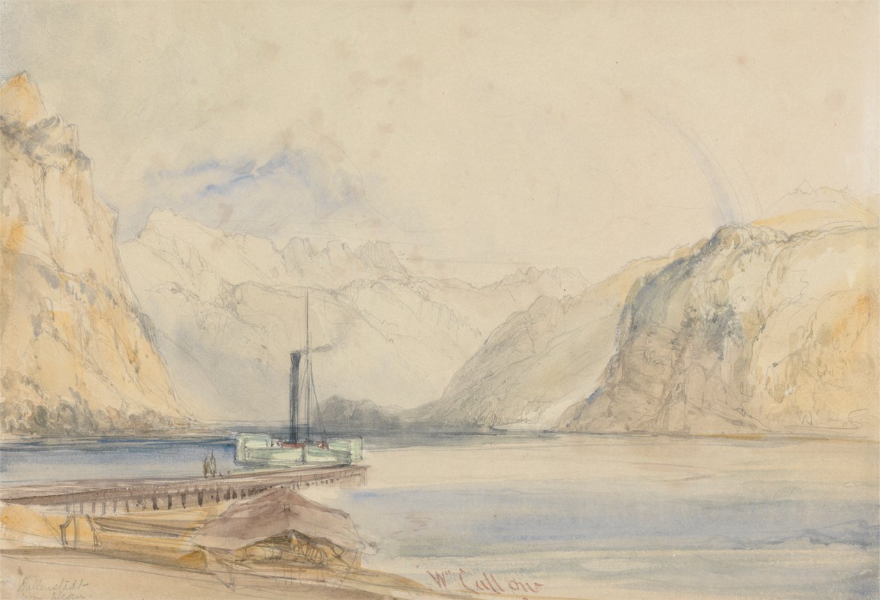 Walenstadt från Weesen, Schweiz av William Callow