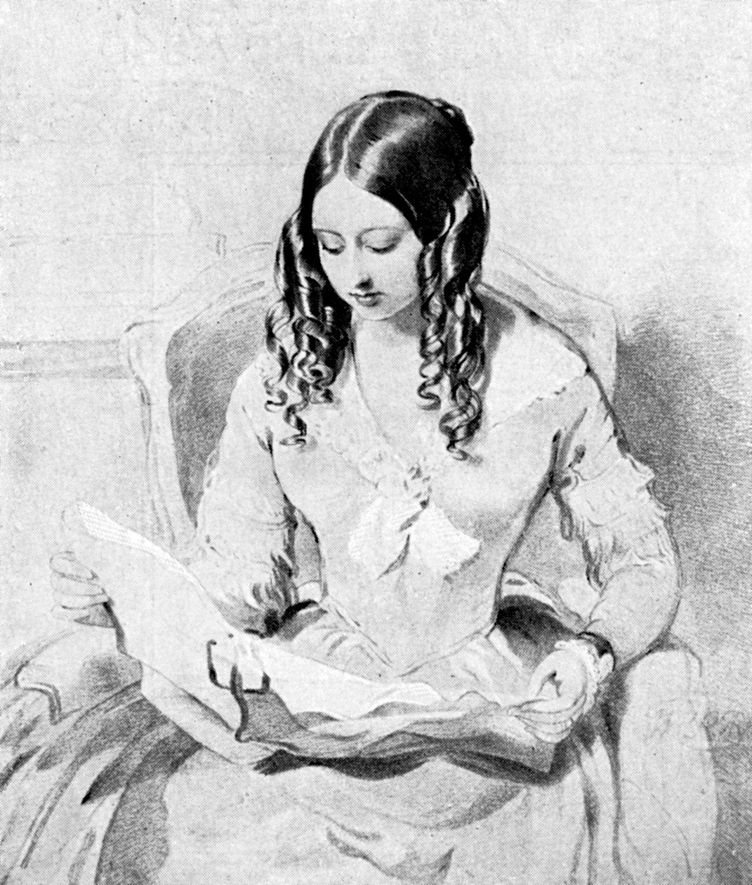 Drottning Victoria läser försändelser, c1840-talet. av William Charles Ross