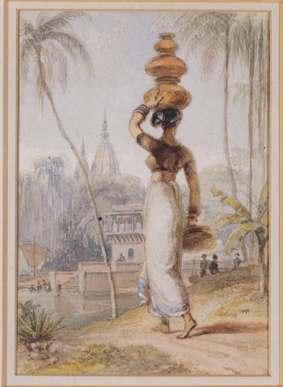 En hinduisk kvinna som bär en vattenkruka av William Daniell
