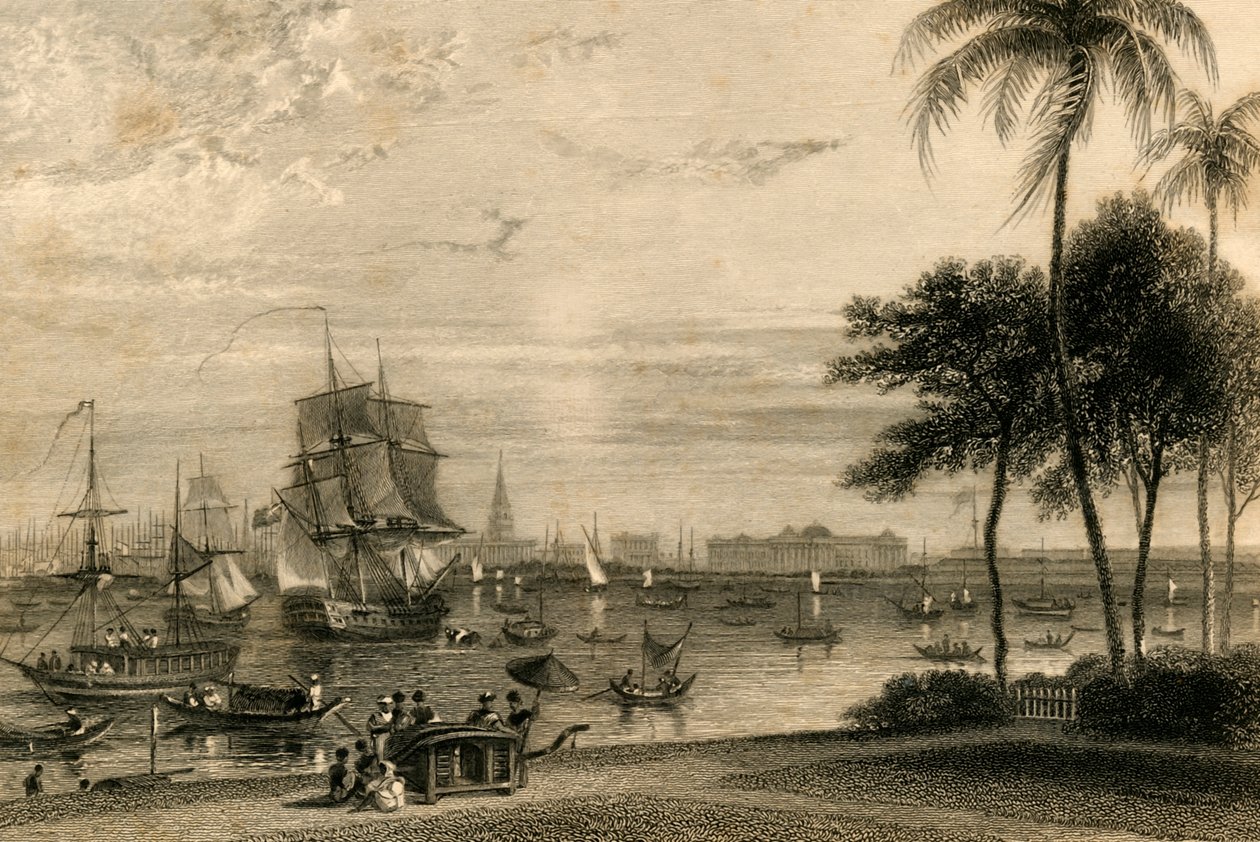 Calcutta, från Garden house reach, 1835. av William Daniell
