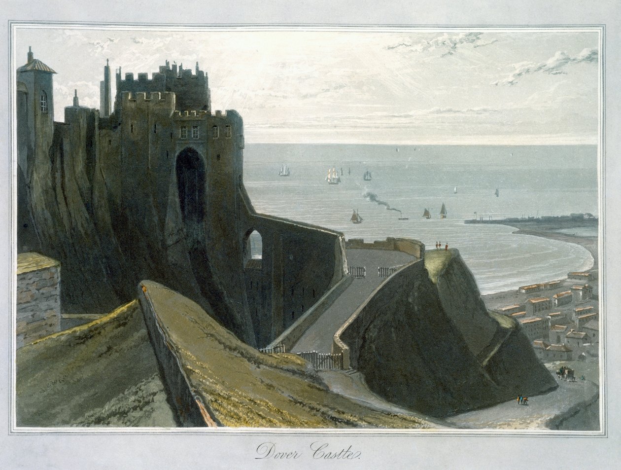 「ドーバー城」、ケント、1823年スウェーデン av William Daniell