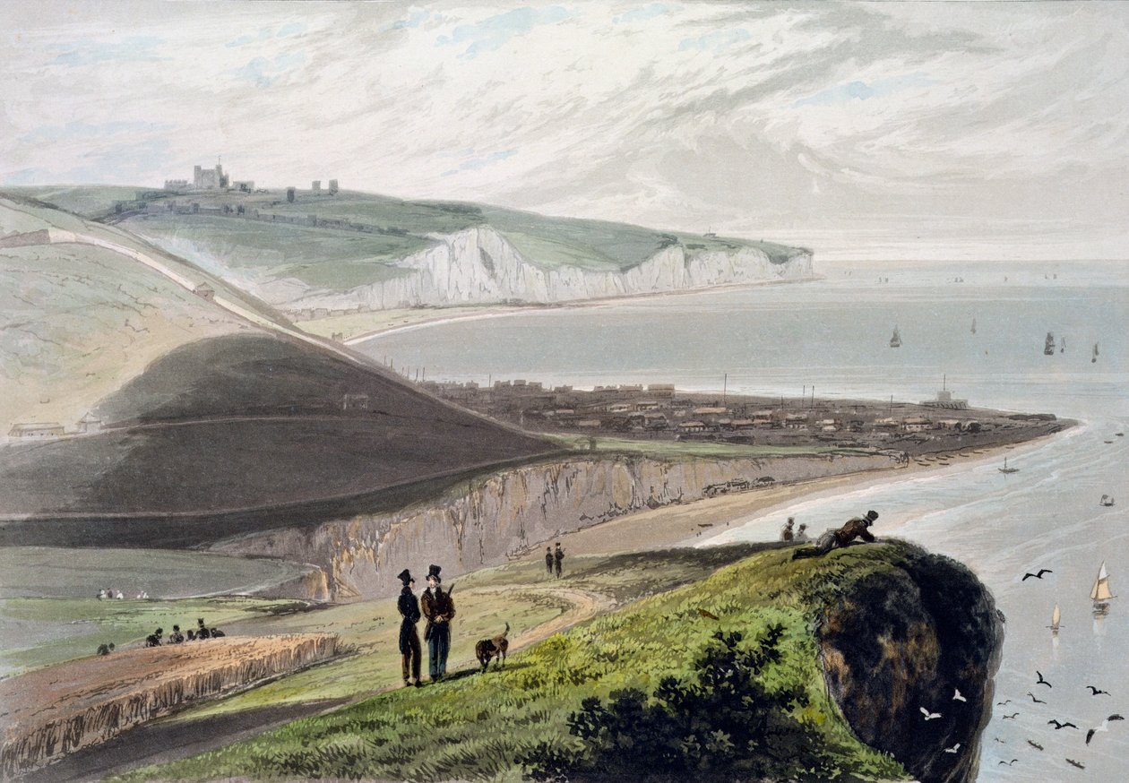Dover, från Shakespeares Cliff, Kent, 1829 av William Daniell