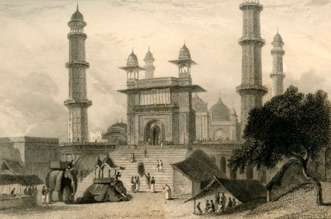 Moskén i Mathura, 1835. av William Daniell