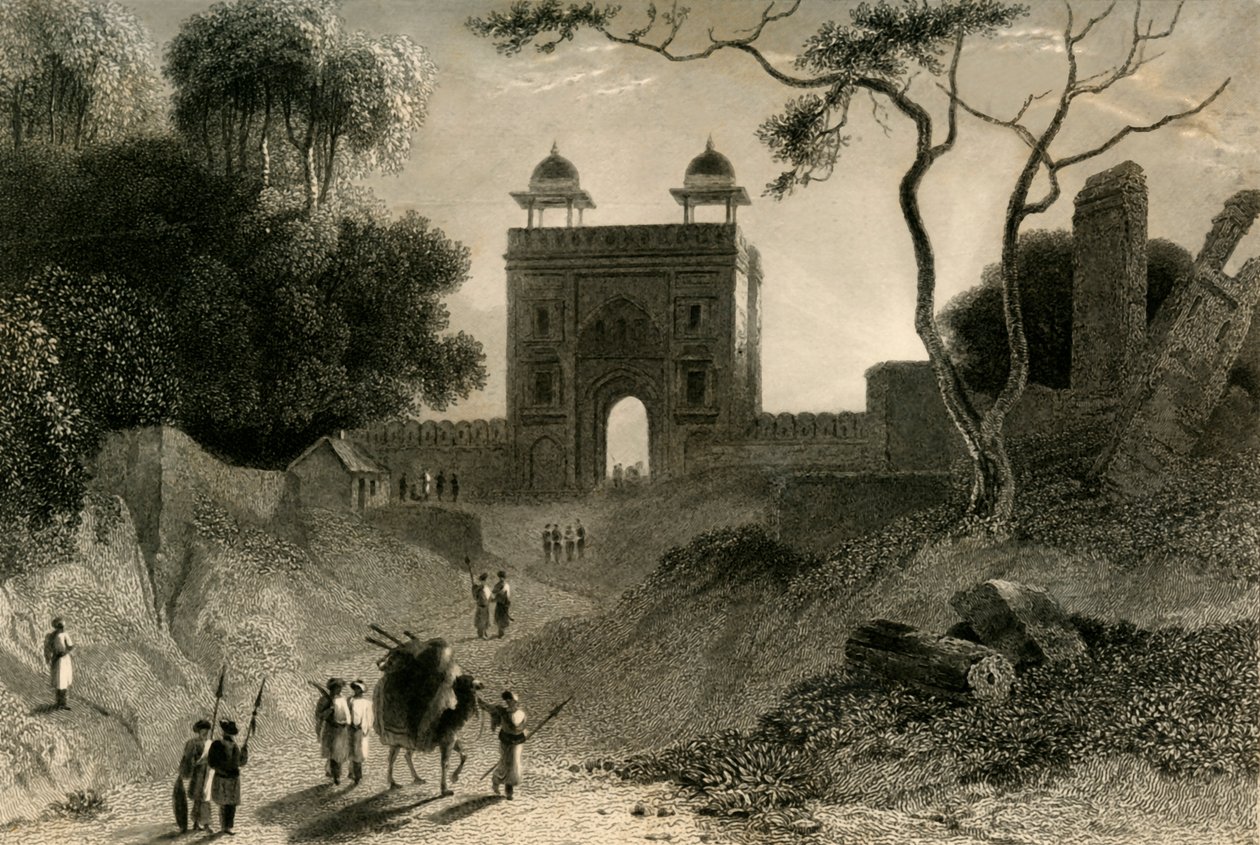 Agra-porten, Chauter Serai, 1835. av William Daniell