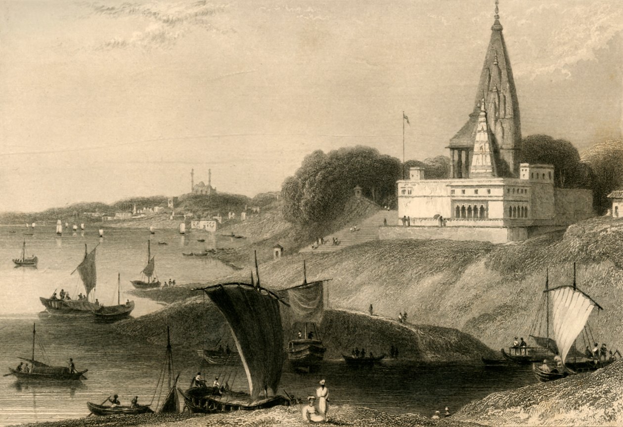 Bernarpagoden, Benares, 1835. av William Daniell