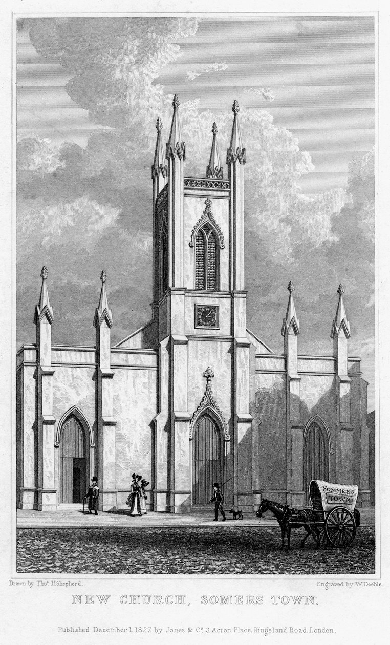 Ny kyrka, Somers Town, Camden, London, 1827. av William Deeble