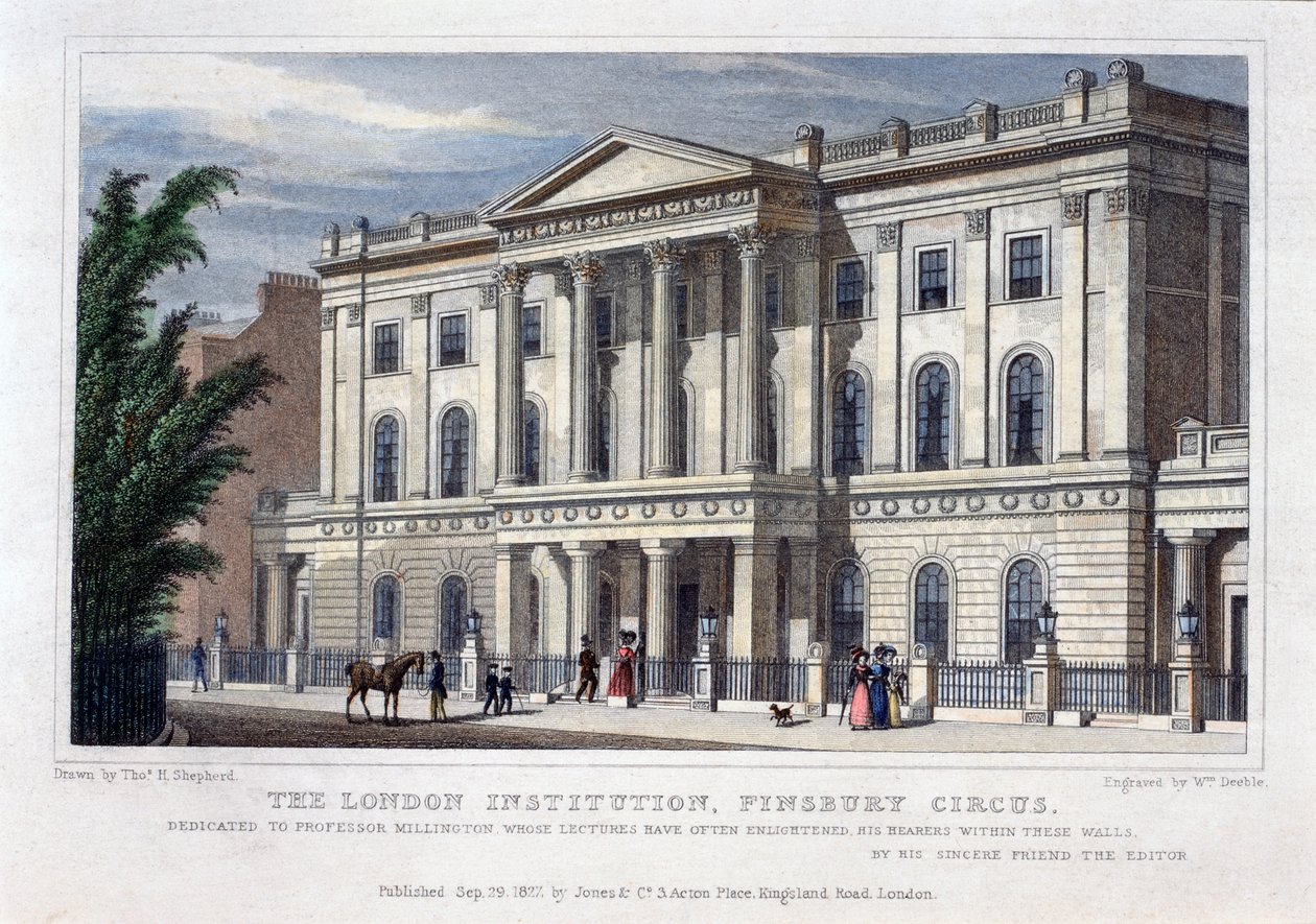 The London Institution, Finsbury Circus, London, 1827 av William Deeble