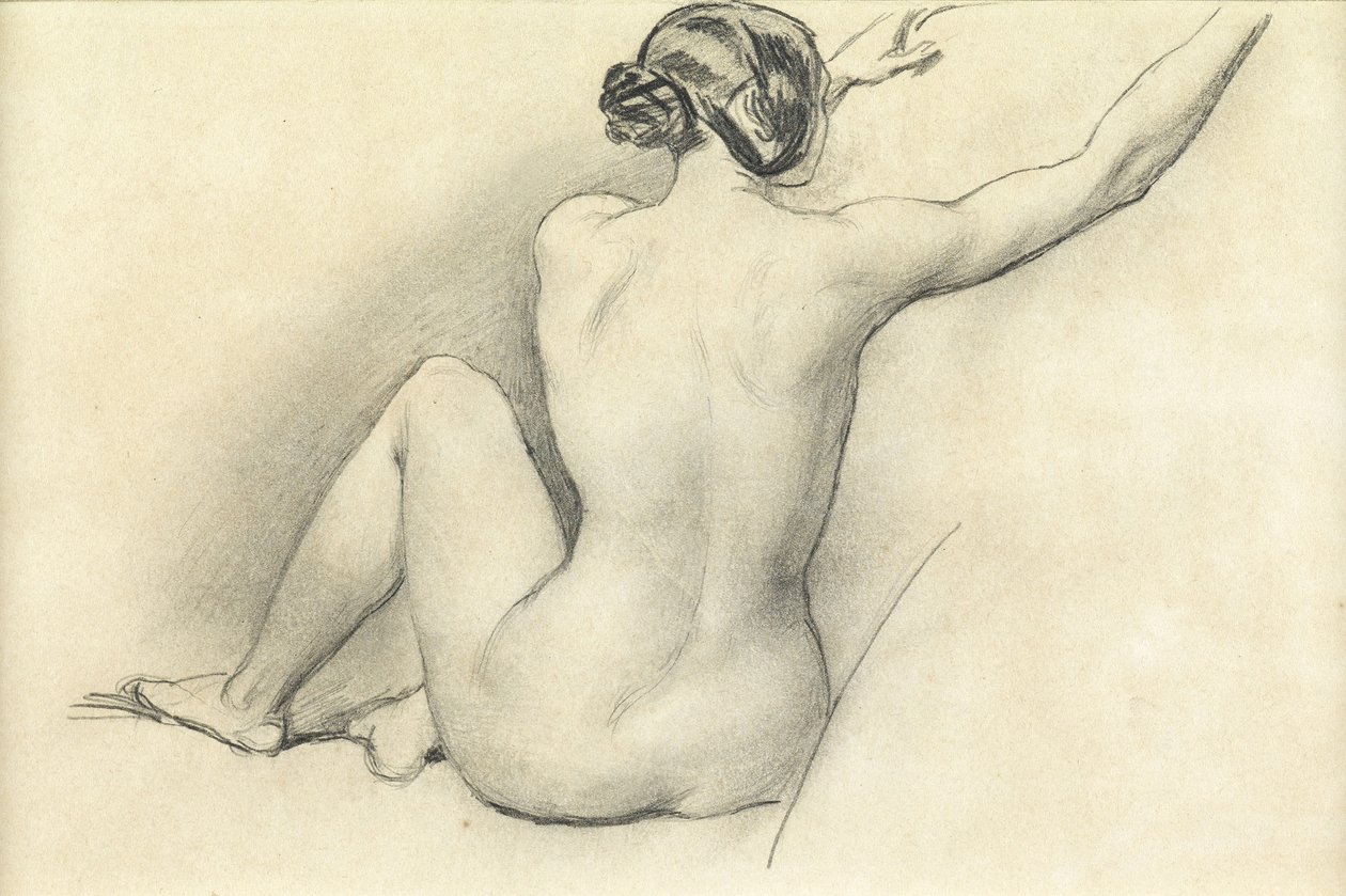 Sittande naken (penna på papper) av William Edward Frost
