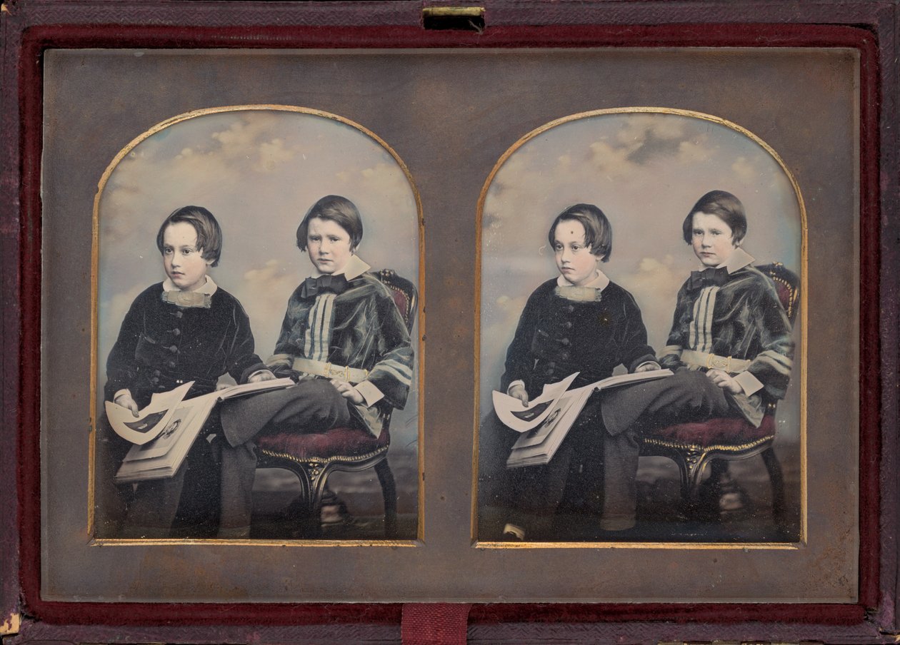 Porträtt av två pojkar,1850-tal (foto) av William Edward Kilburn