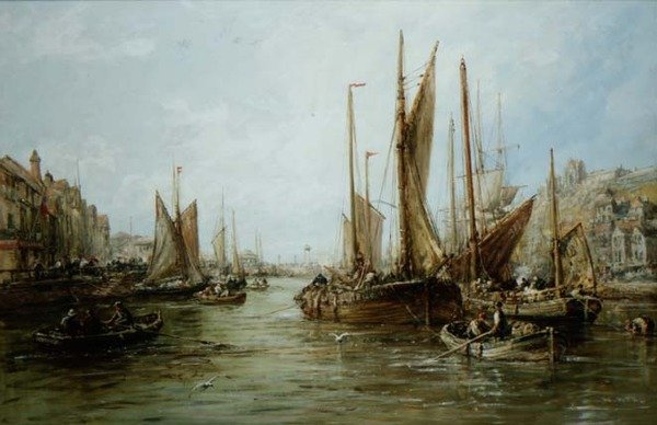 Kaj med fiskebåtar av William Edward Webb