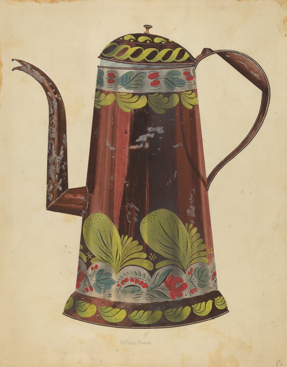 Toleware tenn kaffekanna, ca. 1937. av William Frank