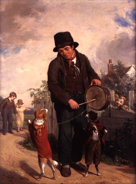 The Strolling Player (olja på panel) av William Frederick Witherington