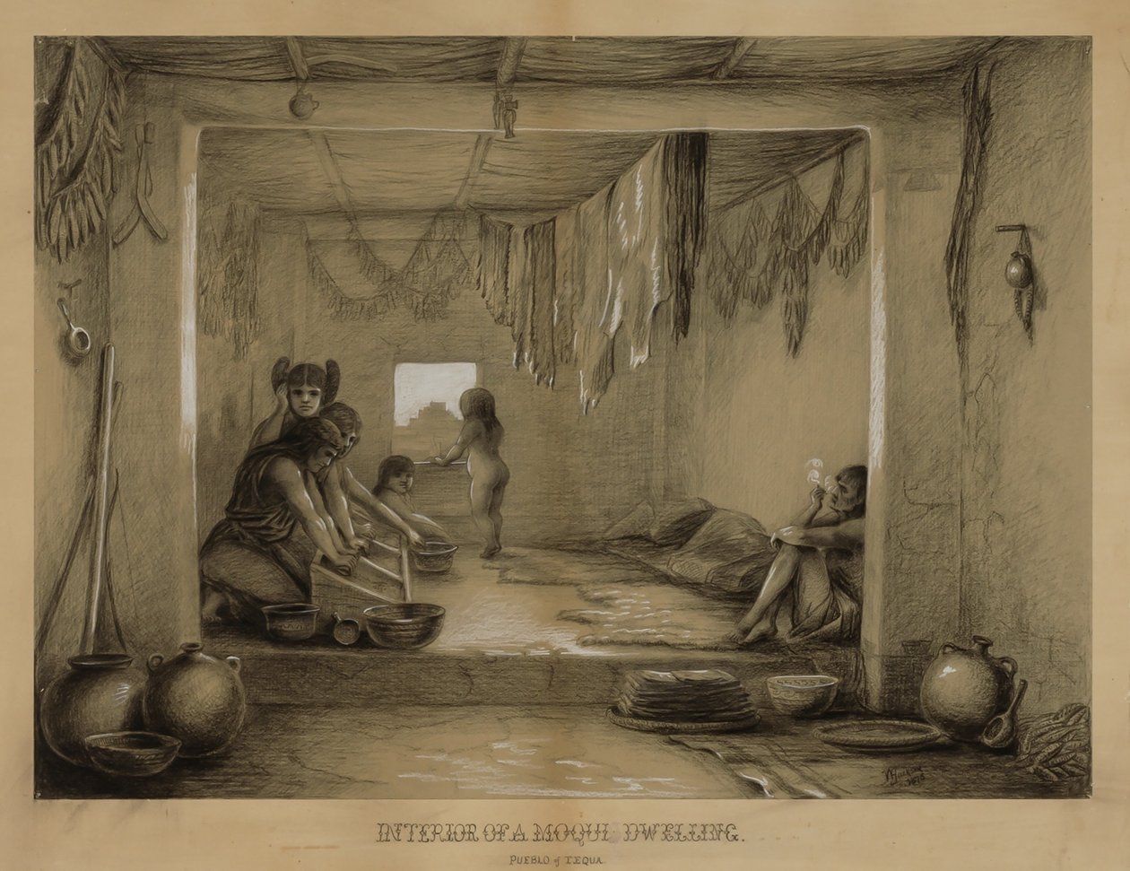 Interiör från en Hopi-bostad av William H. Jackson