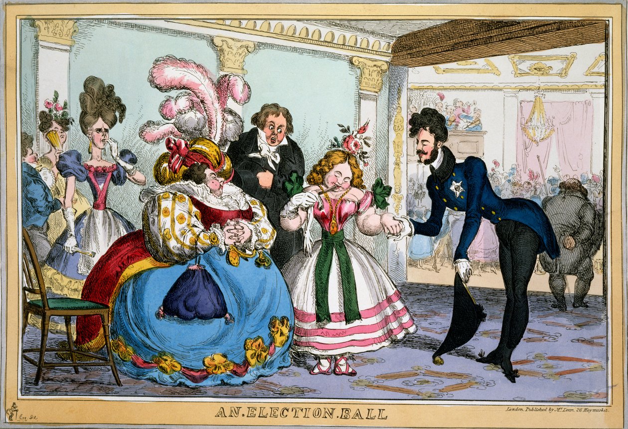 En valbal, ca 1829 (handkolorerad gravyr) av William Heath