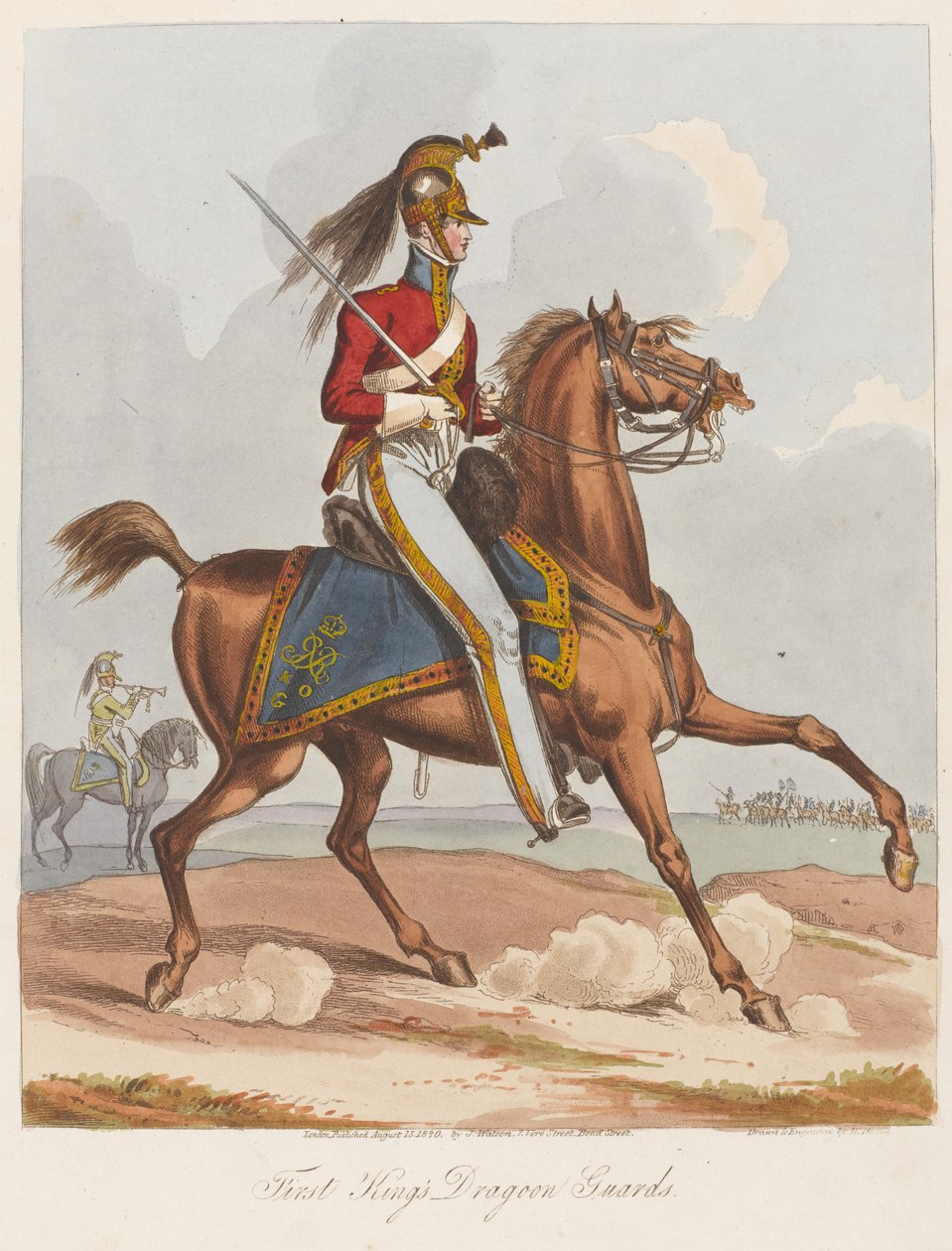 First Kings Dragoon Guards, 1820 (färgad akvatint) av William Heath
