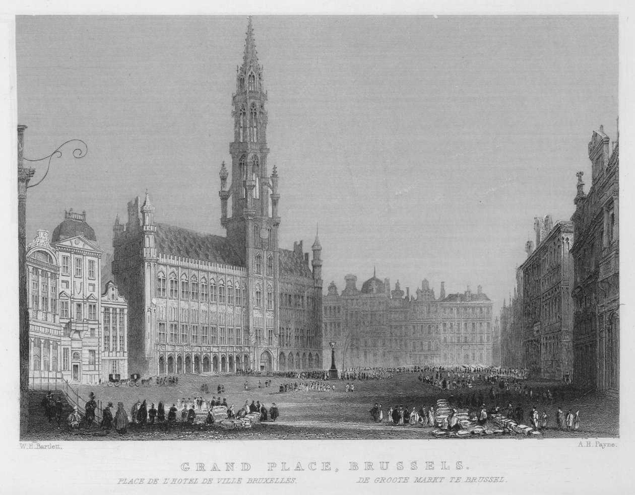 Grand Place, Bryssel (gravyr) av William Henry Bartlett