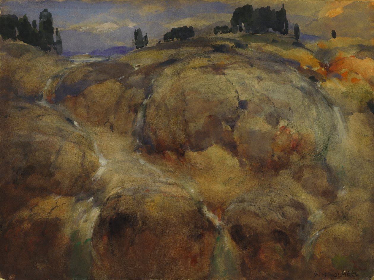Öde bädd av en glaciär, n.d. av William Henry Holmes