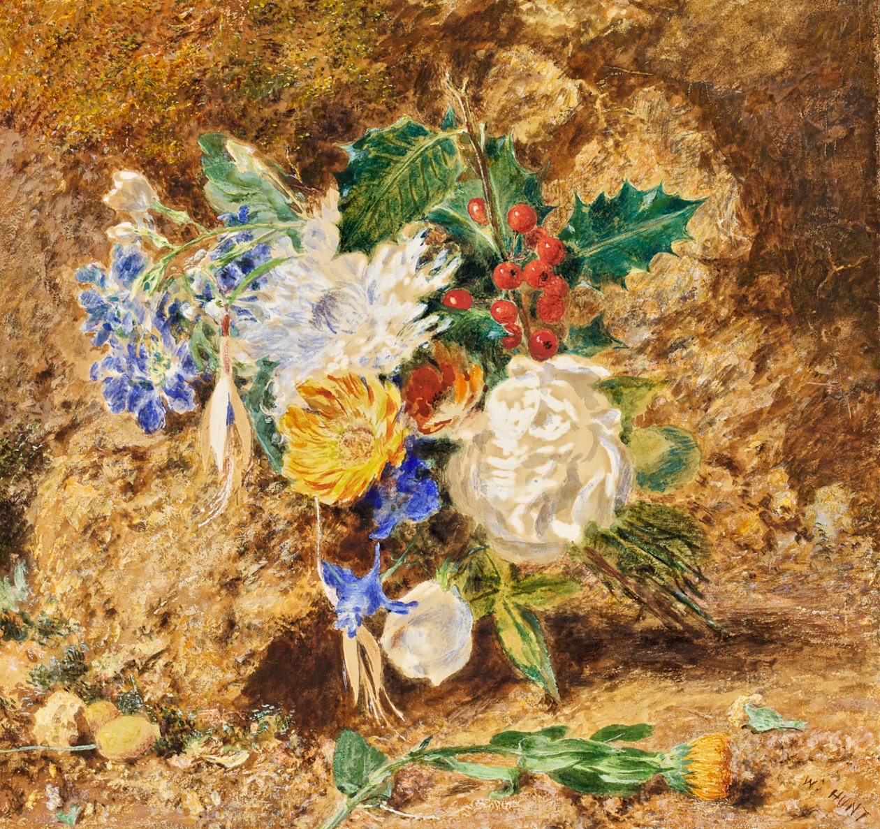 Vinterblommor, ca 1850 av William Henry Hunt