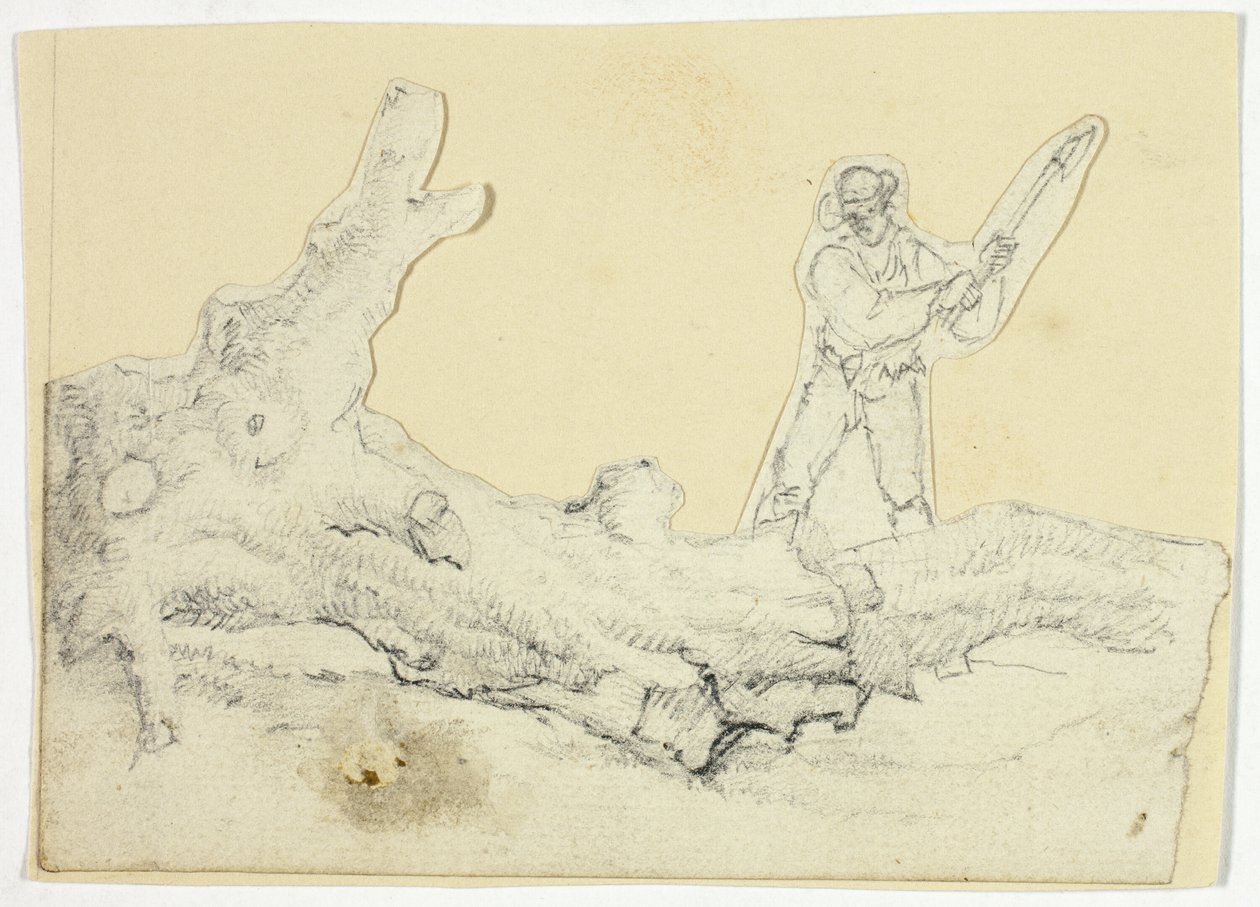 Woodsman Axing Fallen Tree av William Henry Pyne