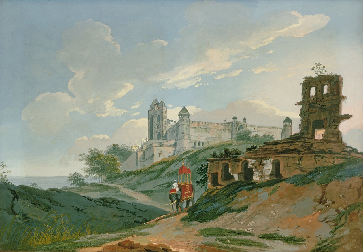 Fatehpur Sikri Palace (gouache på duk) av William Hodges