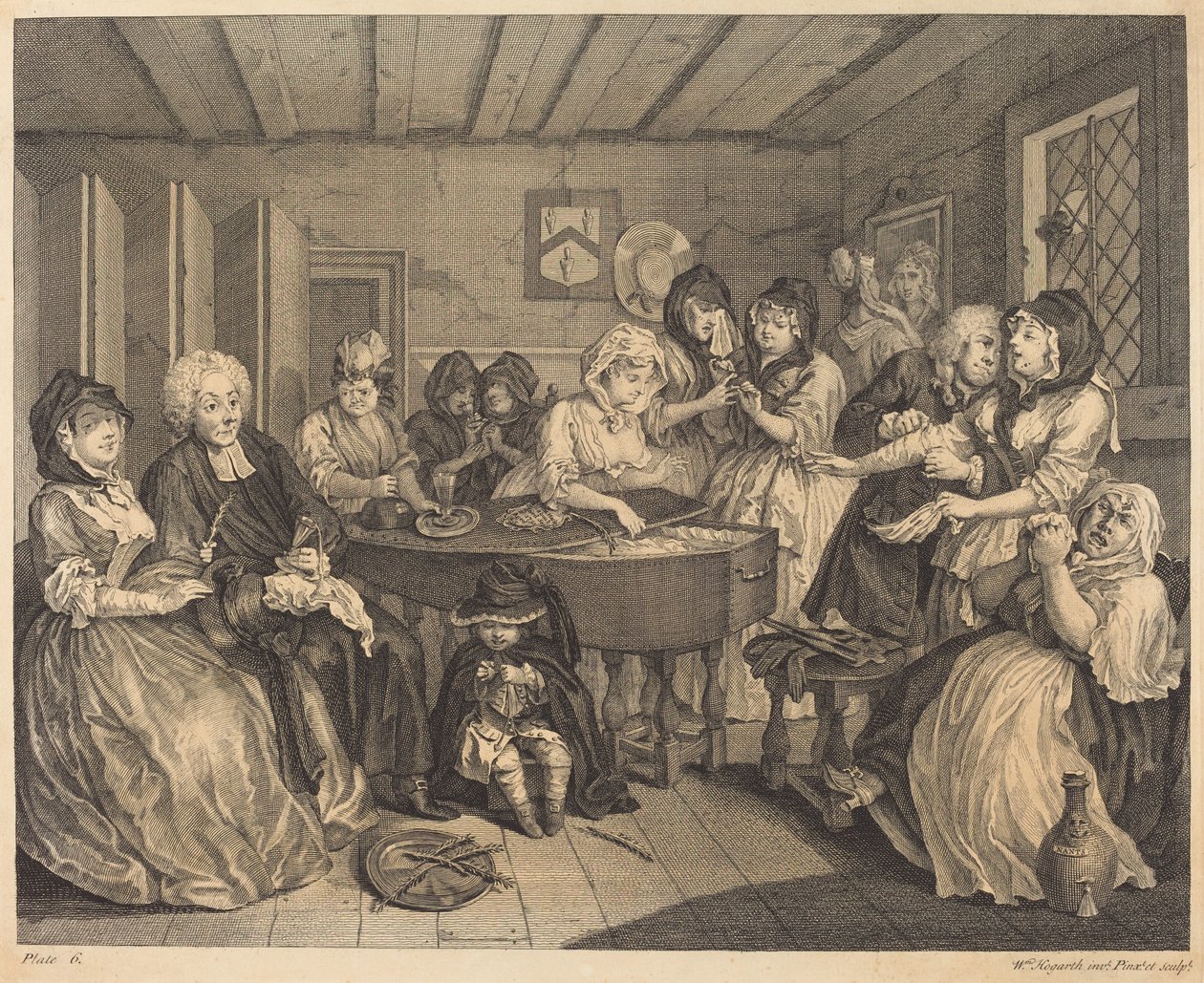 En skökas framsteg: pl.6 av William Hogarth