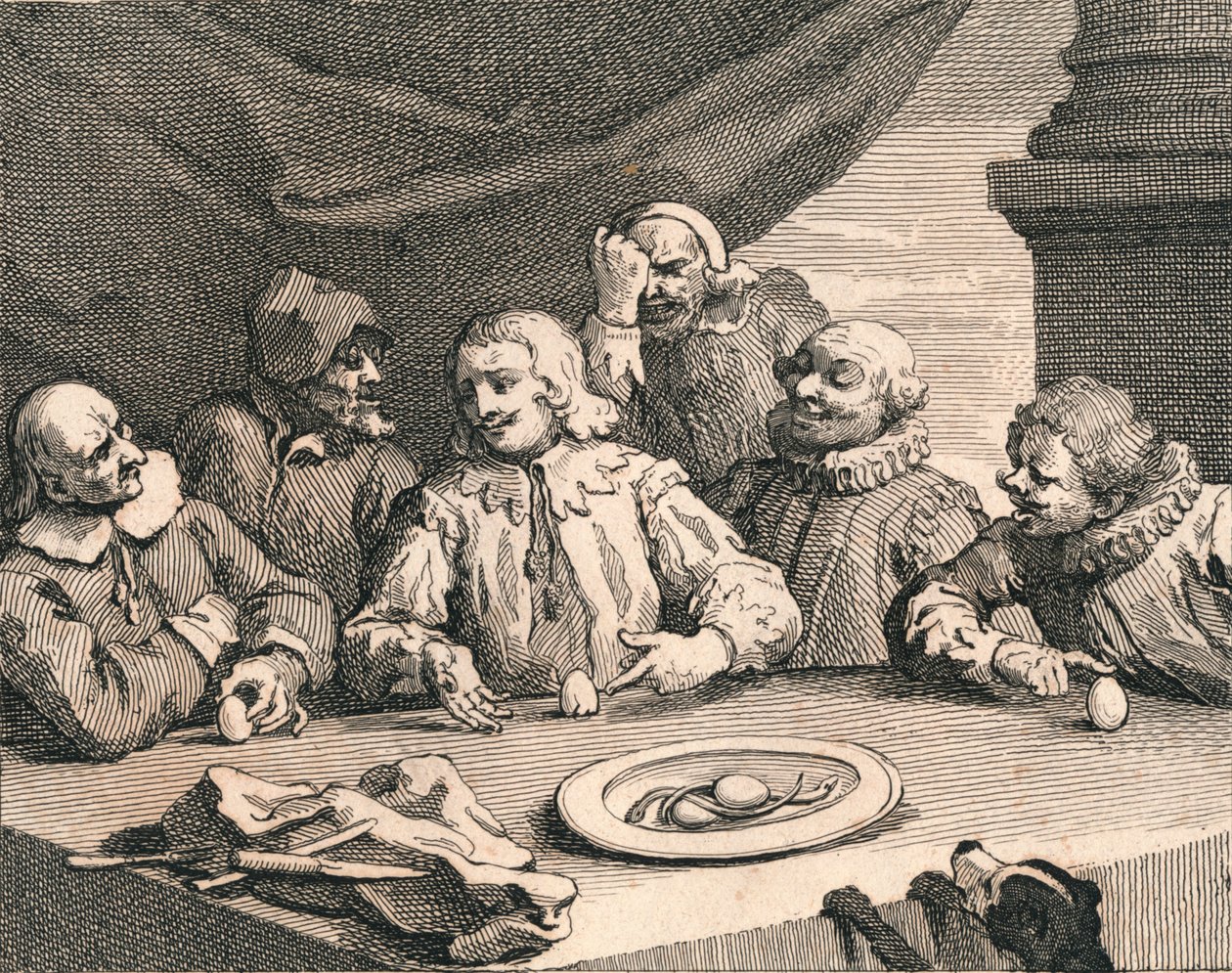 Christopher Columbus knäcker ägget, 1753. av William Hogarth