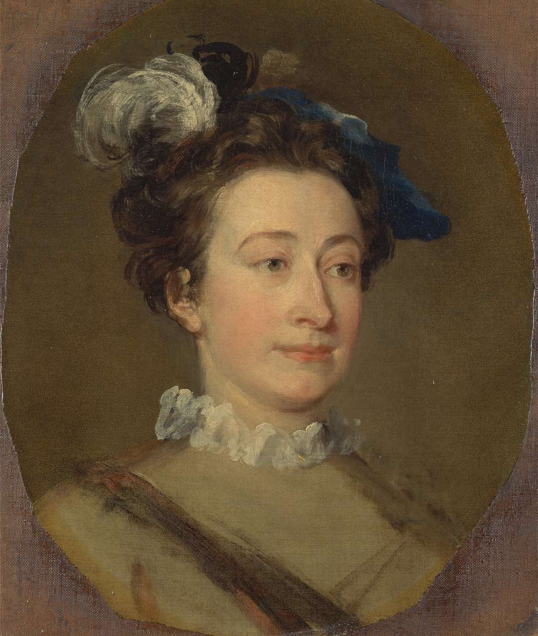 Flicka i en plymerad hatt, ca. 1740. av William Hogarth