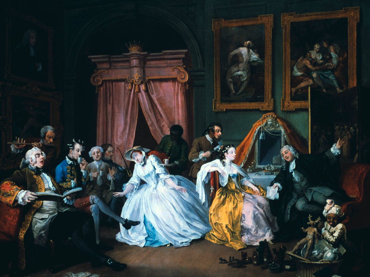 Äktenskap A-la-Mode: 4. The Toilette, 1743 av William Hogarth