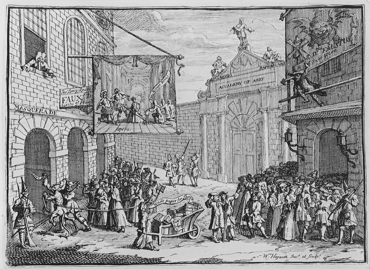 Maskerader och operor, Burlington Gate, 1724 av William Hogarth