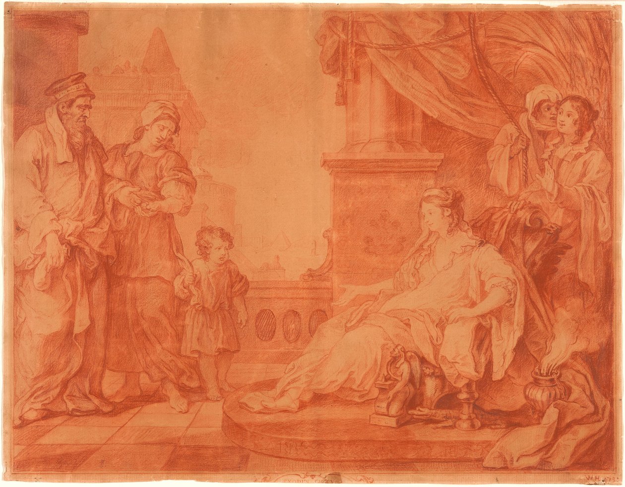 Mose fördes till faraos dotter av William Hogarth