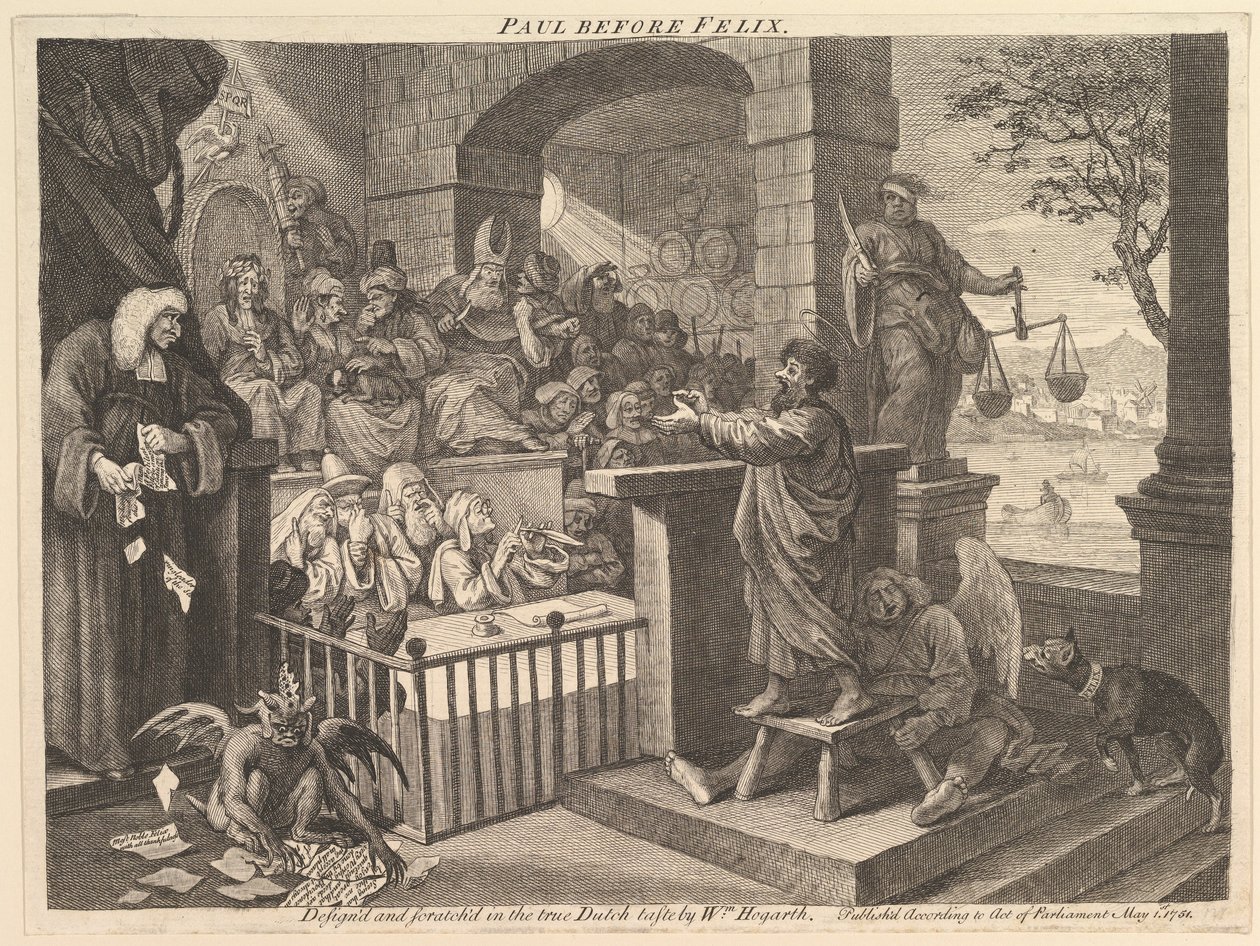 Paul Before Felix Burlesqued, maj 1751. av William Hogarth