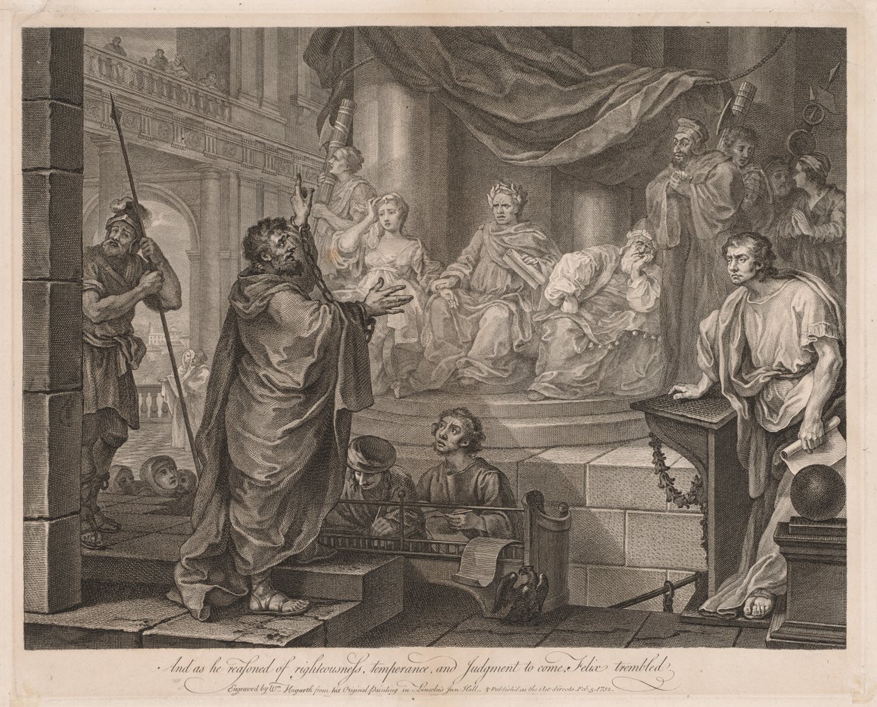 Paul före Félix (stor tallrik) av William Hogarth