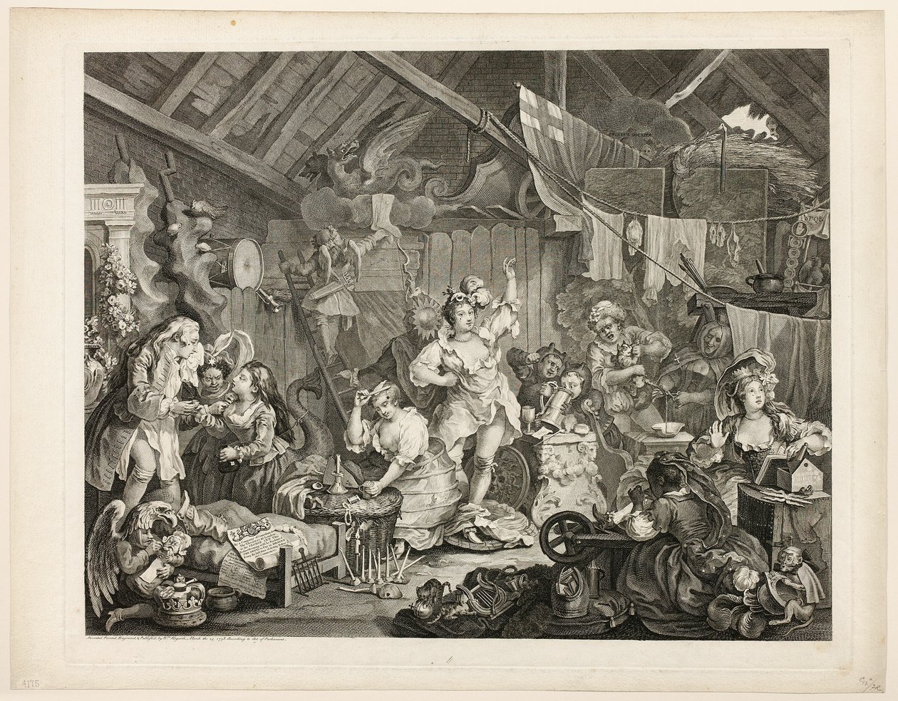 Promenerande skådespelerskor som klär sig i en lada av William Hogarth