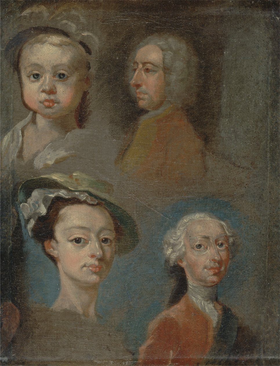 Study of Heads (olja på duk) av William Hogarth