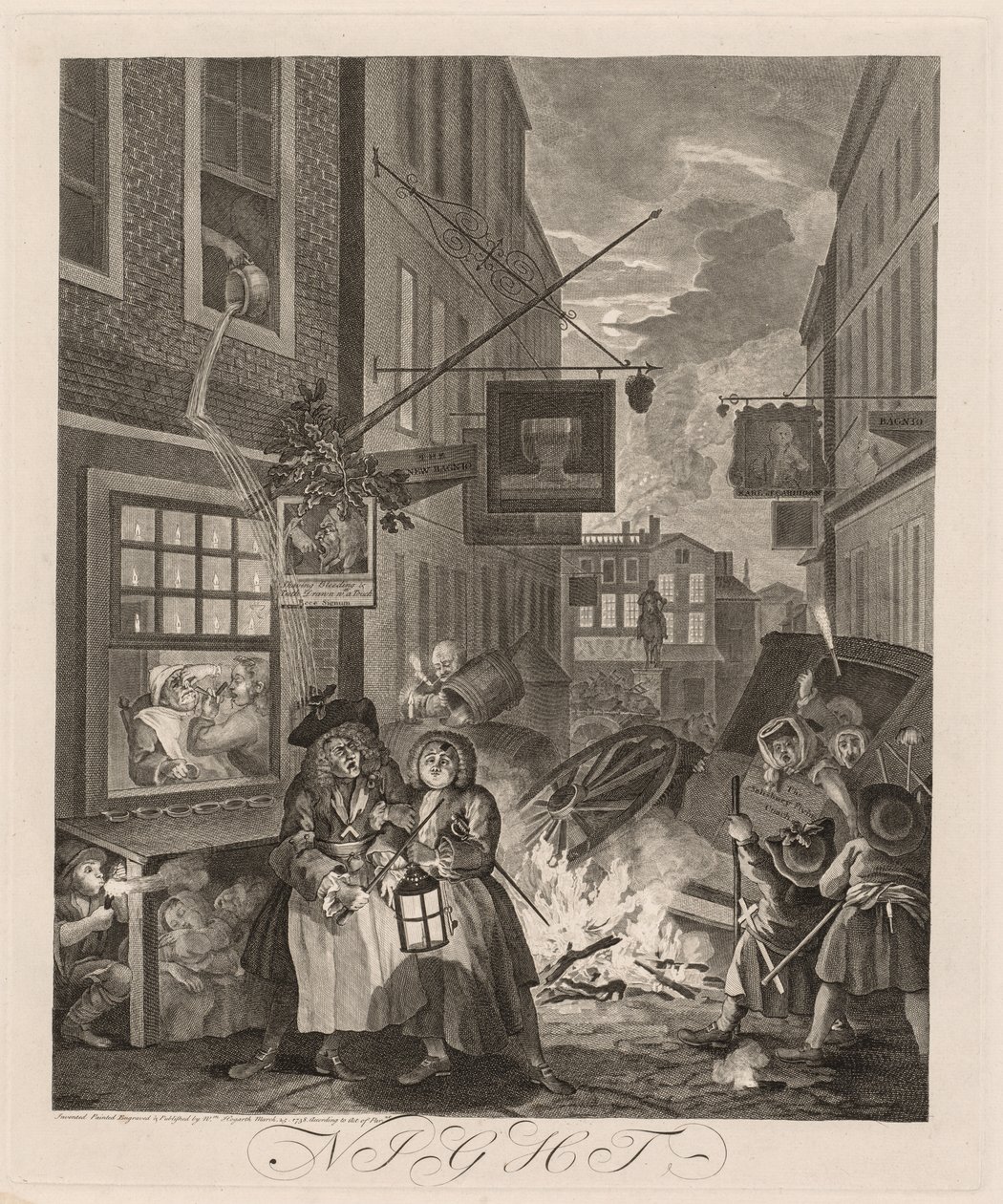 De fyra tiderna på dygnet: Natten av William Hogarth