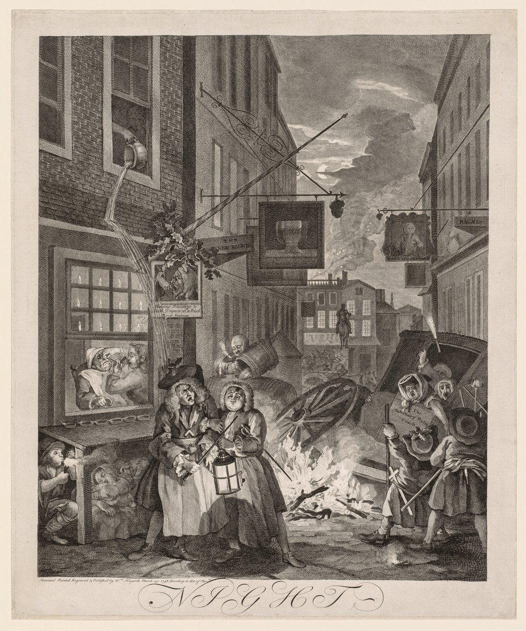 De fyra tiderna på dagen: Natten, 1738. av William Hogarth