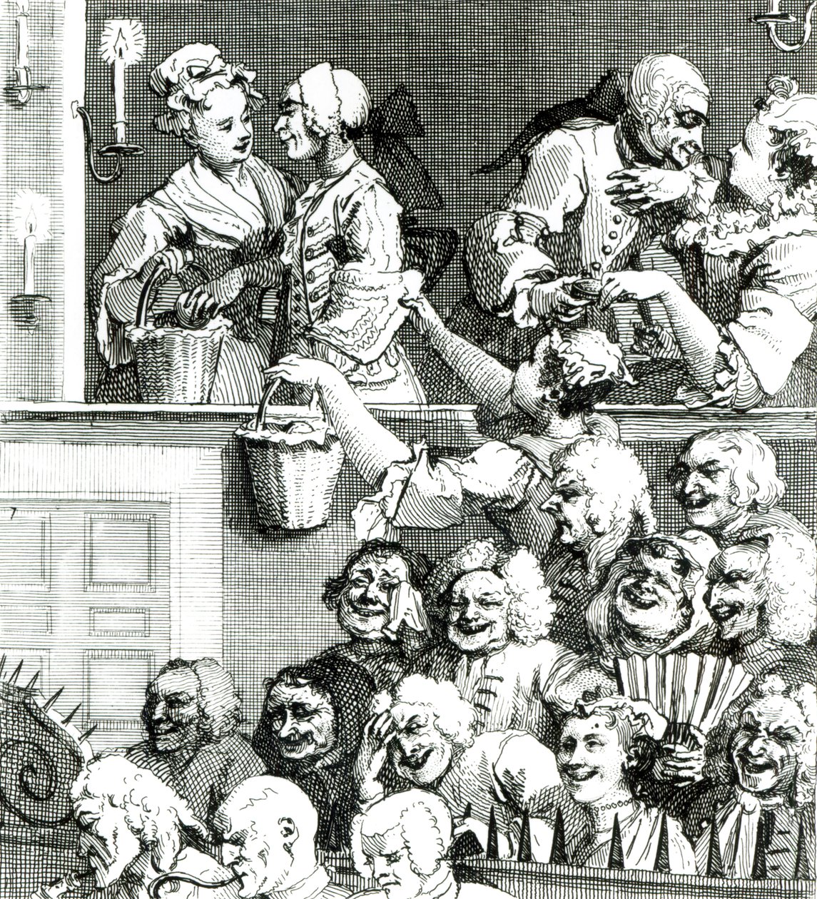Den skrattande publiken, 1733 av William Hogarth
