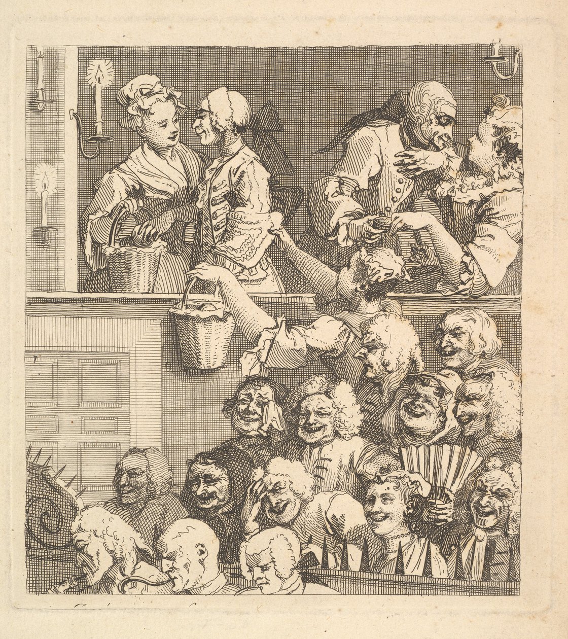 Den skrattande publiken, december 1733. av William Hogarth