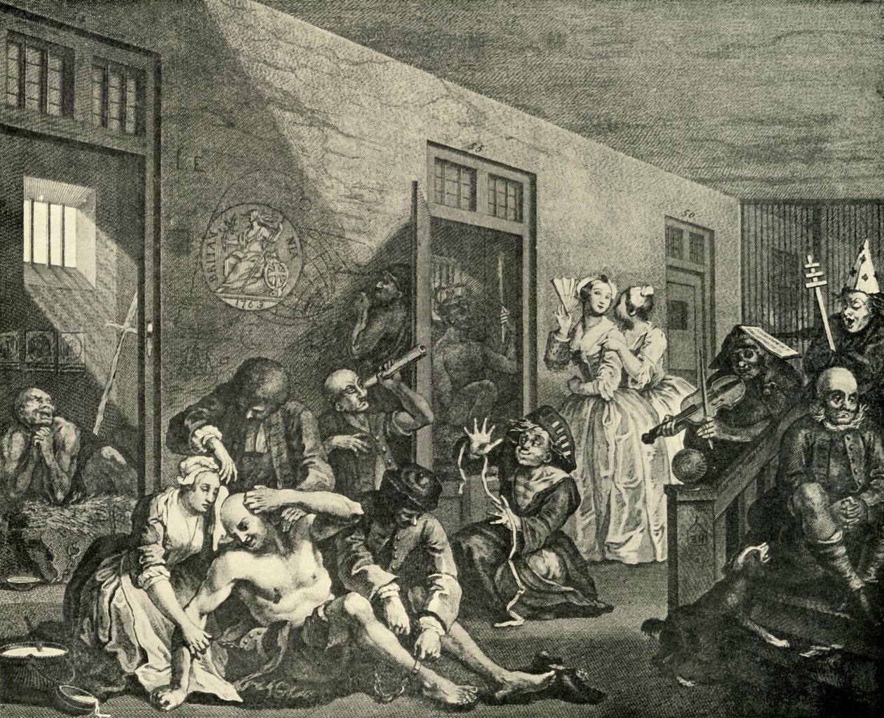 Behandling av de galna, 1733, 1925. av William Hogarth